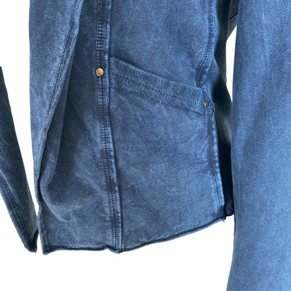 Testimony women's size small blue french terry open front blazer jacket pockets - Picture 5 of 7